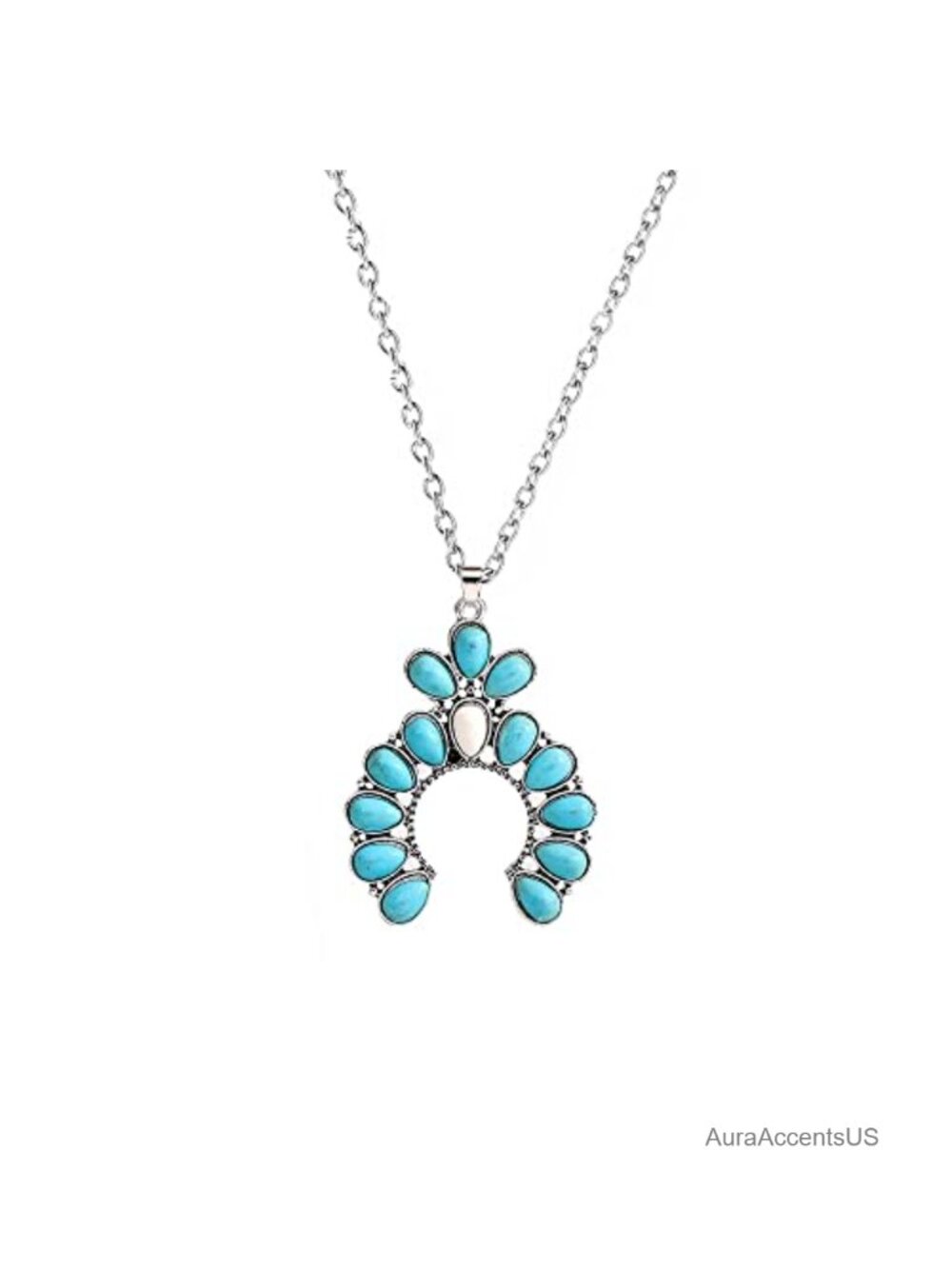 Natural Turquoise Stone Cross Pendant Necklace Boho Western Handmade Jewelry
